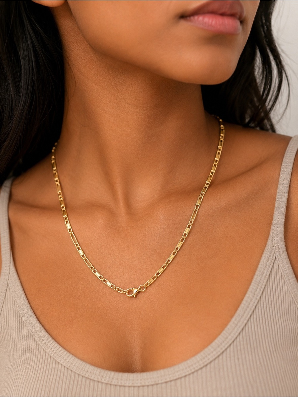 14K Gold filled Valentino Chain Necklace - Unisex Jewelry